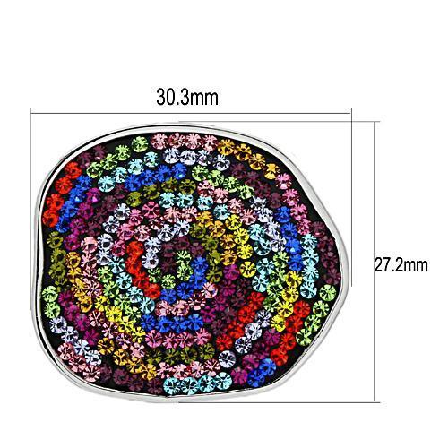 Rhodium Brass Pendant with Top Grade Crystal  in Multi Color