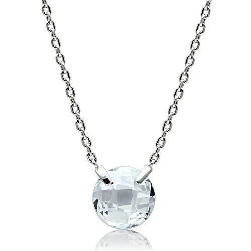Rhodium Brass Necklace with AAA Grade CZ  in Clear