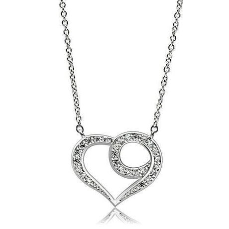 Rhodium Brass Necklace with AAA Grade CZ  in Clear