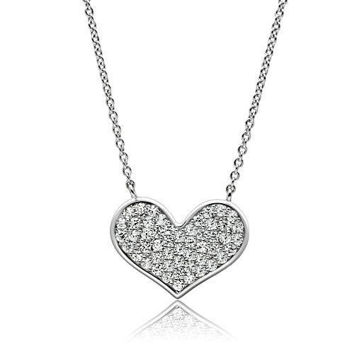 Rhodium Brass Necklace with AAA Grade CZ  in Clear