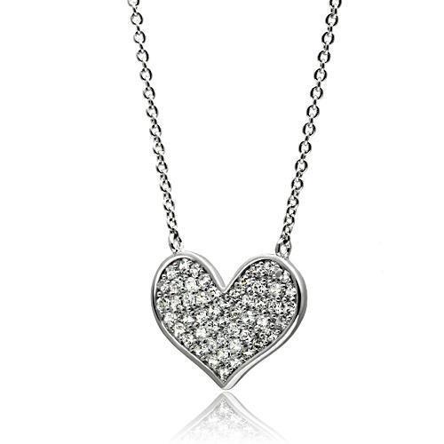 Rhodium Brass Necklace with AAA Grade CZ  in Clear