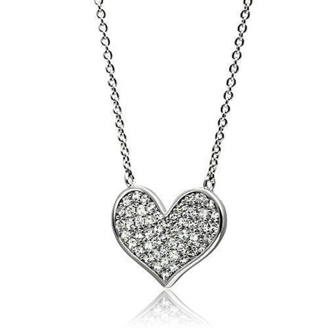 Rhodium Brass Necklace with AAA Grade CZ  in Clear