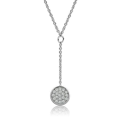 Rhodium Brass Necklace with AAA Grade CZ  in Clear