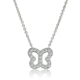 Rhodium Brass Necklace with AAA Grade CZ  in Clear