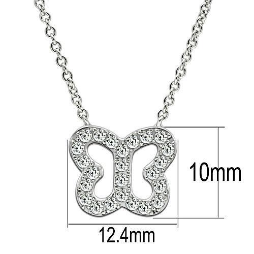 Rhodium Brass Necklace with AAA Grade CZ  in Clear