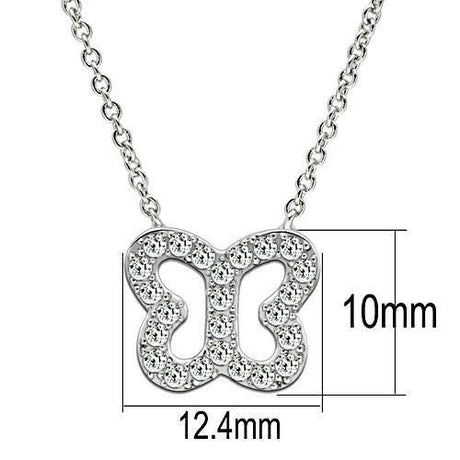 Rhodium Brass Necklace with AAA Grade CZ  in Clear