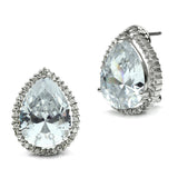 Rhodium Brass Earrings with AAA Grade CZ  in Clear