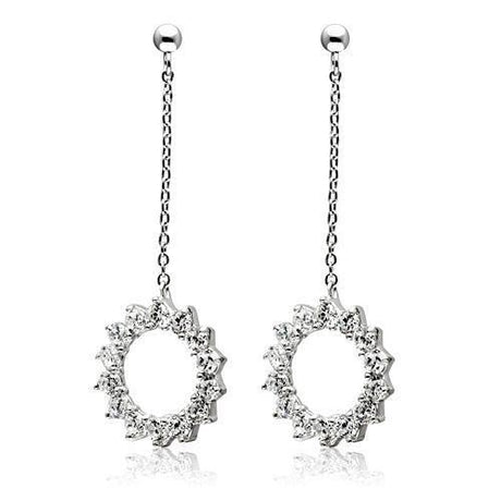 Rhodium Brass Earrings with AAA Grade CZ  in Clear