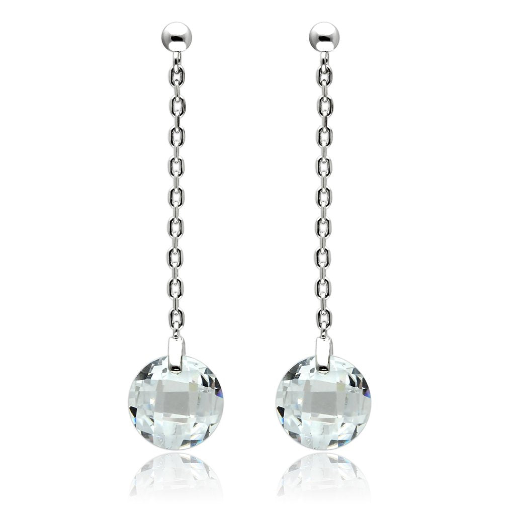 Rhodium Brass Earrings with AAA Grade CZ  in Clear