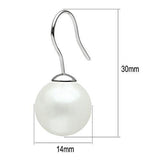 Rhodium Brass Earrings with Synthetic Pearl in White
