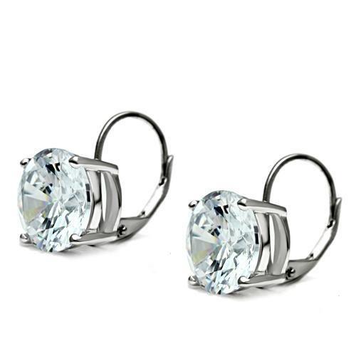 Rhodium Brass Earrings with AAA Grade CZ  in Clear