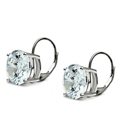 Rhodium Brass Earrings with AAA Grade CZ  in Clear