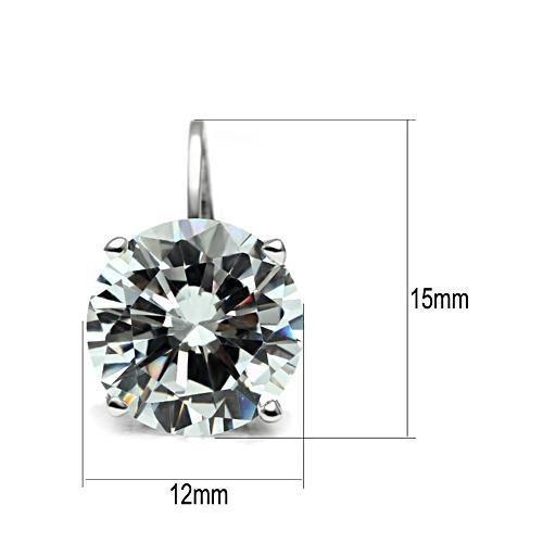 Rhodium Brass Earrings with AAA Grade CZ  in Clear