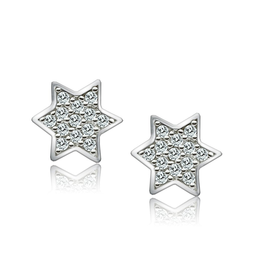 Rhodium Brass Earrings with AAA Grade CZ  in Clear