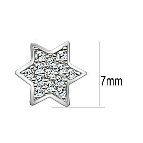 Rhodium Brass Earrings with AAA Grade CZ  in Clear