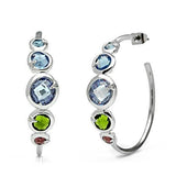 Rhodium Brass Earrings with AAA Grade CZ  in Multi Color