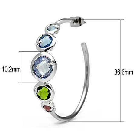 Rhodium Brass Earrings with AAA Grade CZ  in Multi Color