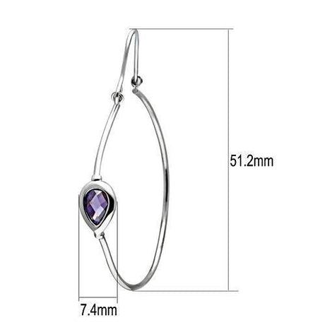 Rhodium Brass Earrings with AAA Grade CZ  in Amethyst