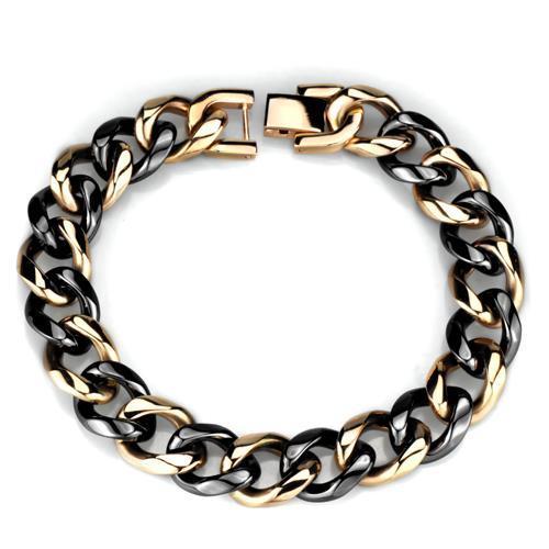 IP Rose Gold(Ion Plating) Stainless Steel Bracelet with Ceramic  in Jet
