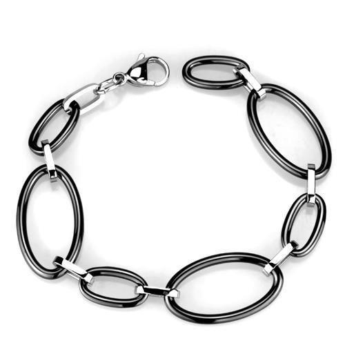 High polished (no plating) Stainless Steel Bracelet with Ceramic  in Jet