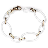 IP Rose Gold(Ion Plating) Stainless Steel Bracelet with Ceramic  in White