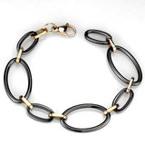 IP Rose Gold(Ion Plating) Stainless Steel Bracelet with Ceramic  in Jet