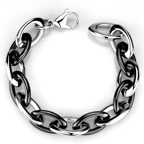 High polished (no plating) Stainless Steel Bracelet with Ceramic  in Jet