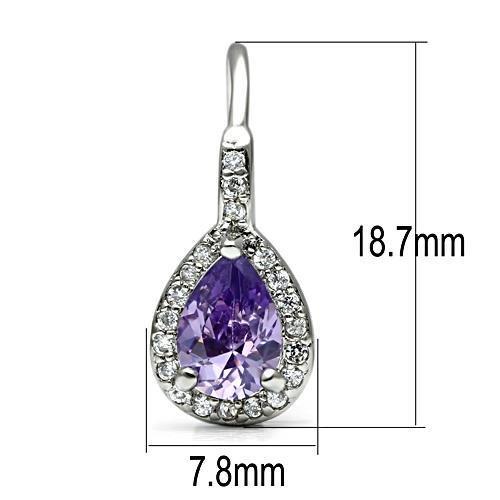Rhodium Brass Earrings with AAA Grade CZ  in Amethyst