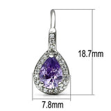 Rhodium Brass Earrings with AAA Grade CZ  in Amethyst