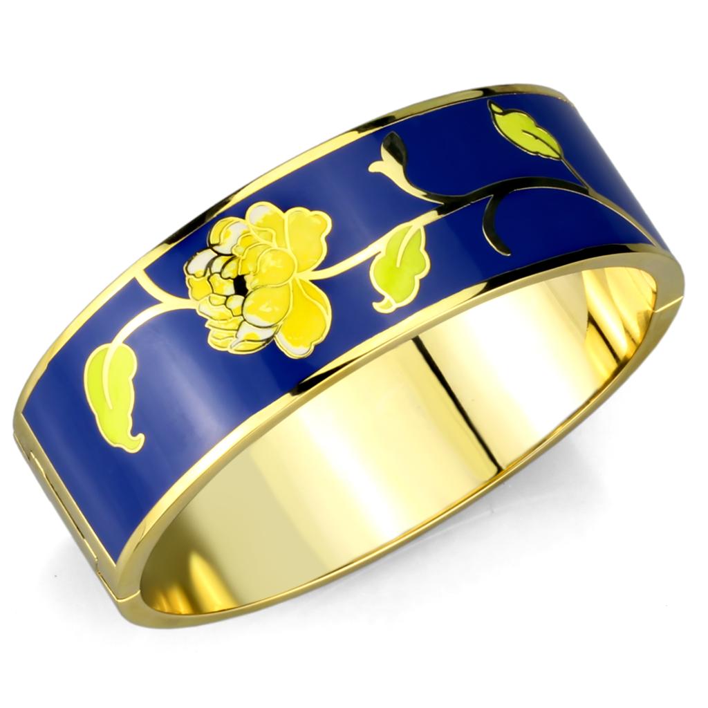 Gold White Metal Bangle with Epoxy  in Capri Blue
