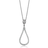Rhodium Brass Chain Pendant with AAA Grade CZ  in Clear