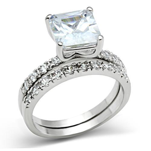 Rhodium Brass Ring with AAA Grade CZ  in Clear