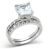 Rhodium Brass Ring with AAA Grade CZ  in Clear
