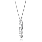 Rhodium Brass Chain Pendant with AAA Grade CZ  in Clear