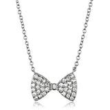 Rhodium Brass Chain Pendant with AAA Grade CZ  in Clear
