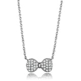 Rhodium Brass Chain Pendant with AAA Grade CZ  in Clear