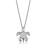 Rhodium Brass Chain Pendant with AAA Grade CZ  in Clear