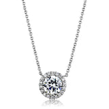Rhodium Brass Chain Pendant with AAA Grade CZ  in Clear