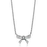 Rhodium Brass Chain Pendant with AAA Grade CZ  in Clear