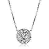 Rhodium Brass Chain Pendant with AAA Grade CZ  in Clear