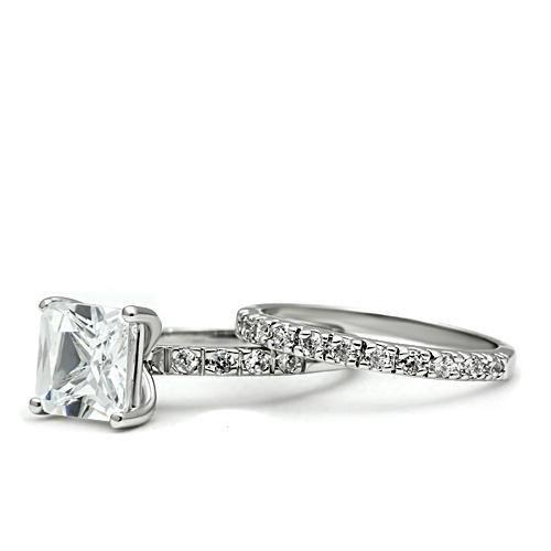 Rhodium Brass Ring with AAA Grade CZ  in Clear
