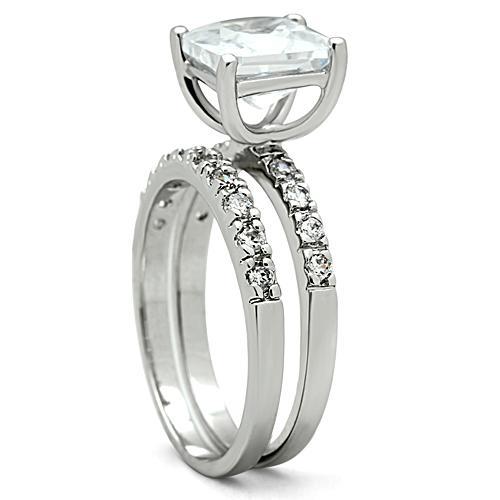 Rhodium Brass Ring with AAA Grade CZ  in Clear