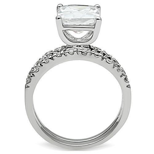 Rhodium Brass Ring with AAA Grade CZ  in Clear