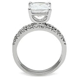 Rhodium Brass Ring with AAA Grade CZ  in Clear