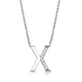 Rhodium Brass Chain Pendant with AAA Grade CZ  in Clear