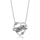 Rhodium Brass Chain Pendant with AAA Grade CZ  in Clear
