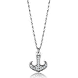 Rhodium Brass Chain Pendant with AAA Grade CZ  in Clear