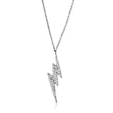 Rhodium Brass Chain Pendant with AAA Grade CZ  in Clear
