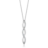 Rhodium Brass Chain Pendant with AAA Grade CZ  in Clear