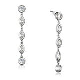 Rhodium Brass Earrings with AAA Grade CZ  in Clear